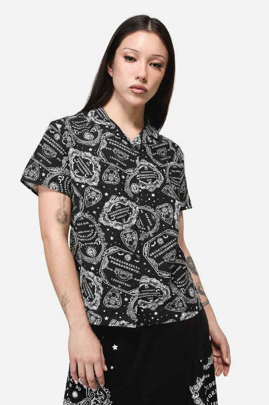 Dangerfield - Sรฉance Goth Print Blouse - black