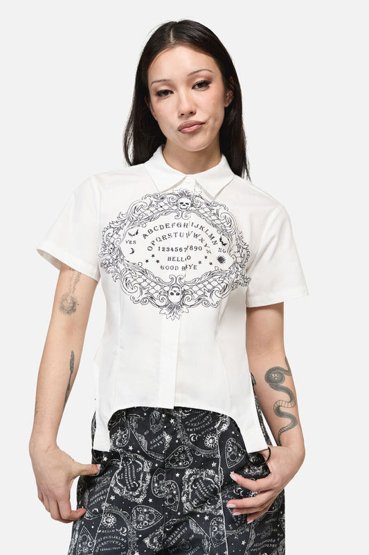 Dangerfield - Séance Goth Print Blouse - white