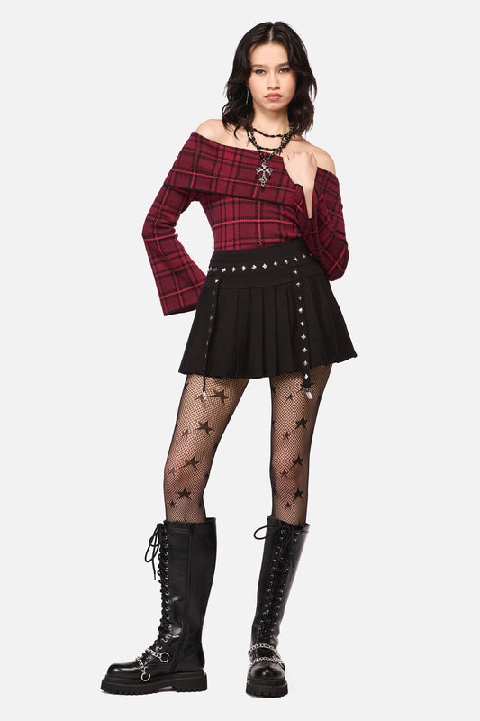 Dangerfield - Barb Stud Trim Skort - black