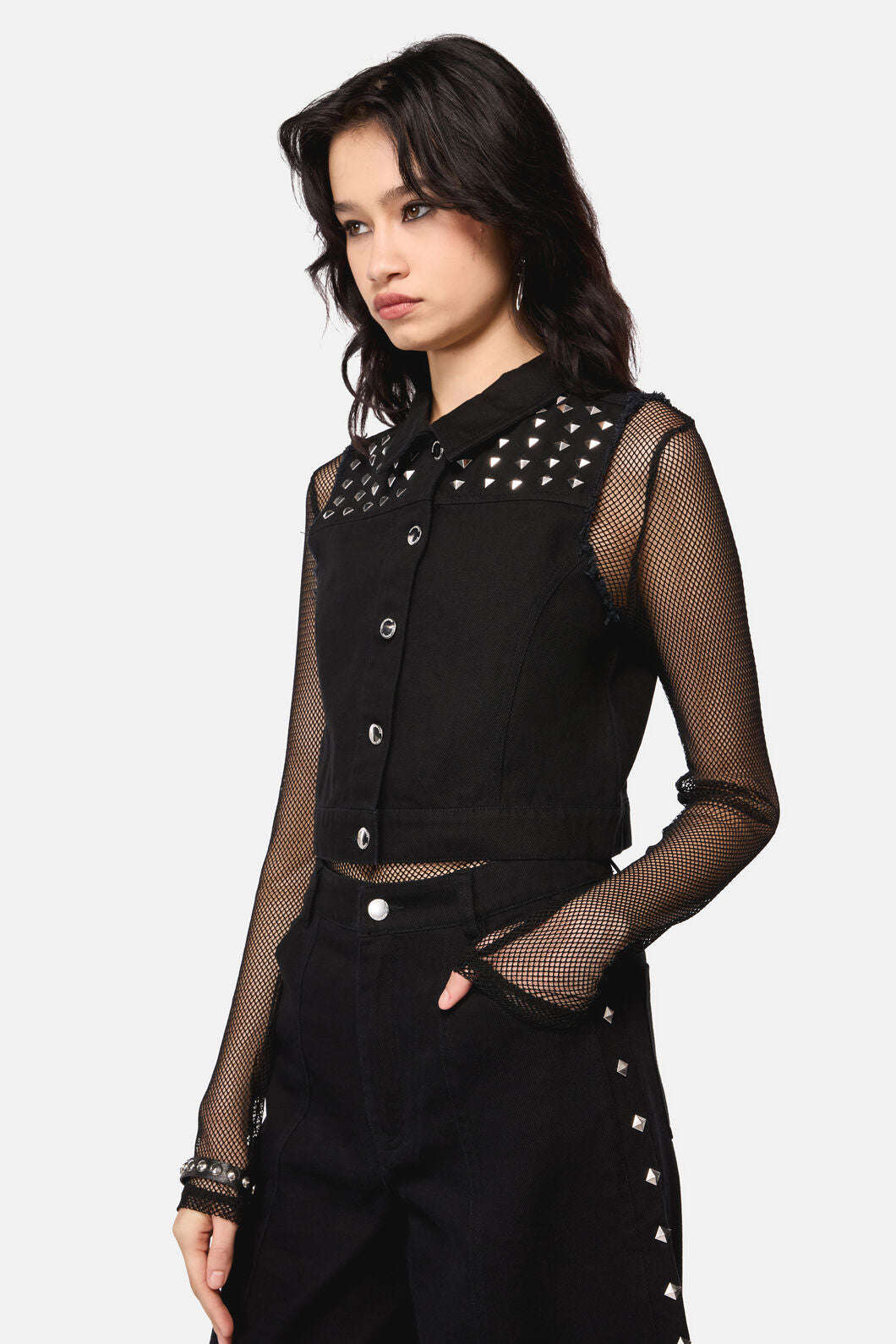 Dangerfield - Barb Stud Trim Vest - black