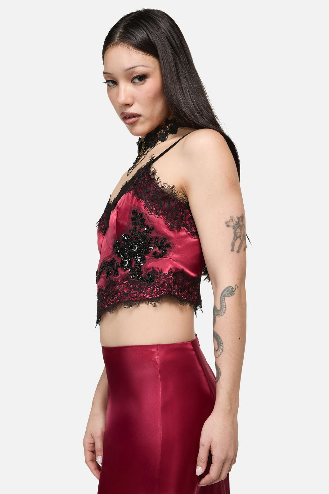 Dangerfield - Rosalie Formal Lace Trim Top - red