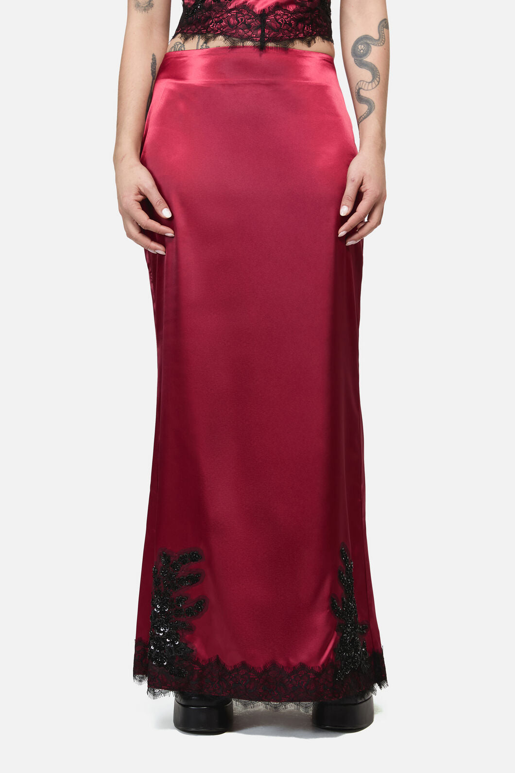 Dangerfield - Rosalie Formal Lace Trim Skirt - red