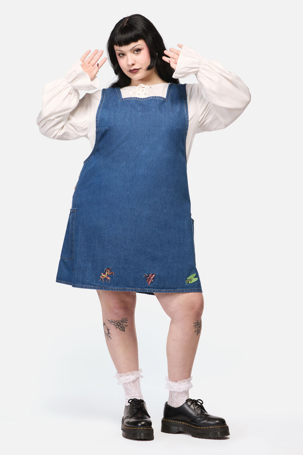 Dangerfield - CurveBugsGaloreEmbroidPinafore - blue