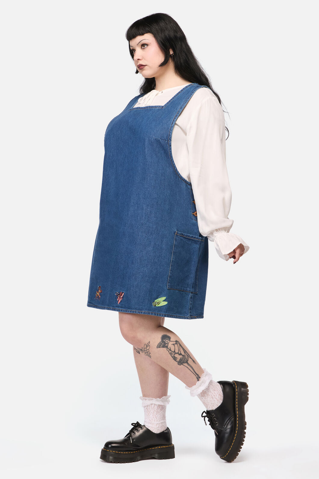 Dangerfield - CurveBugsGaloreEmbroidPinafore - blue