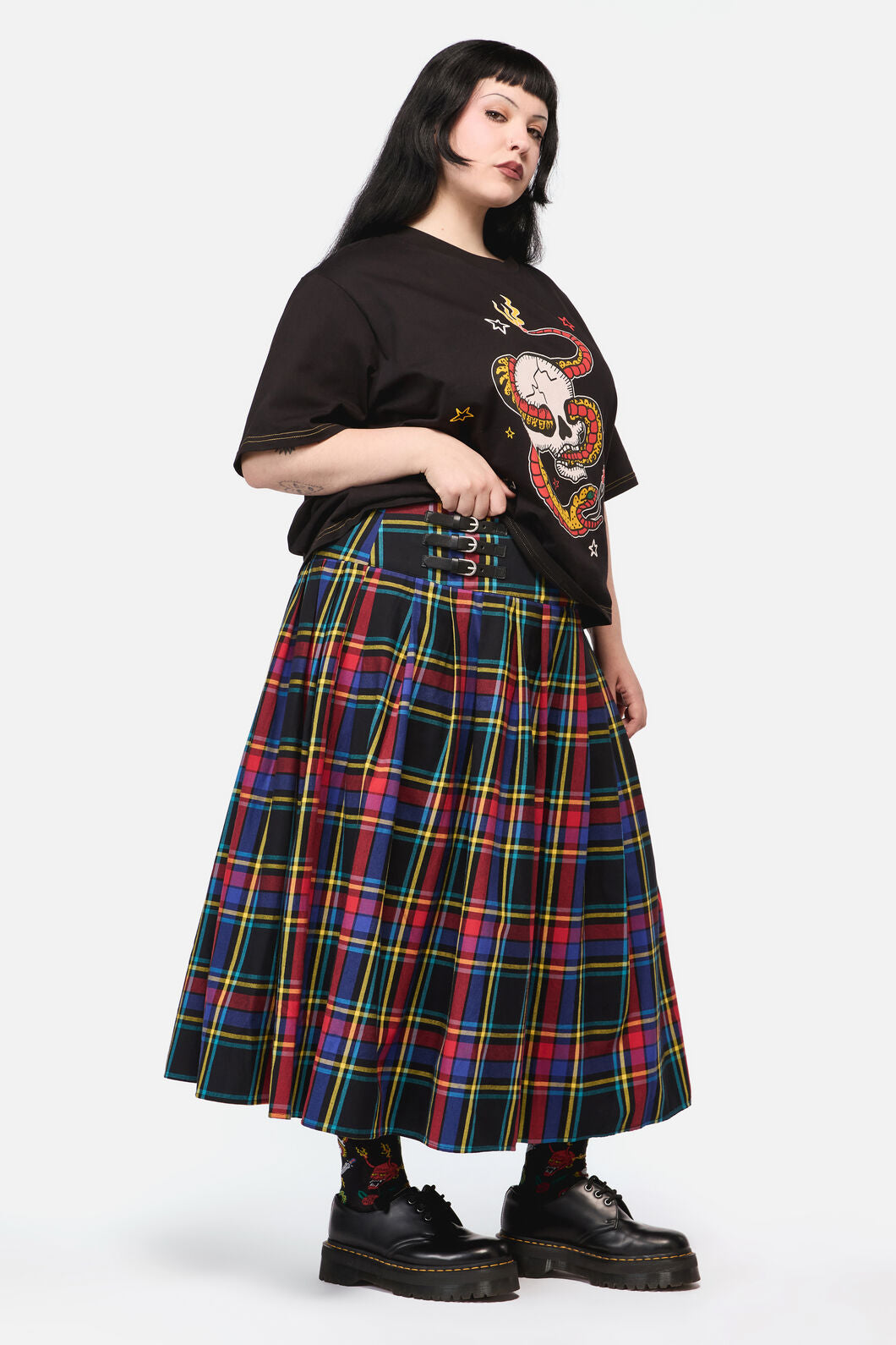Dangerfield - Curve Anarchic TartanMidiSkirt - multi
