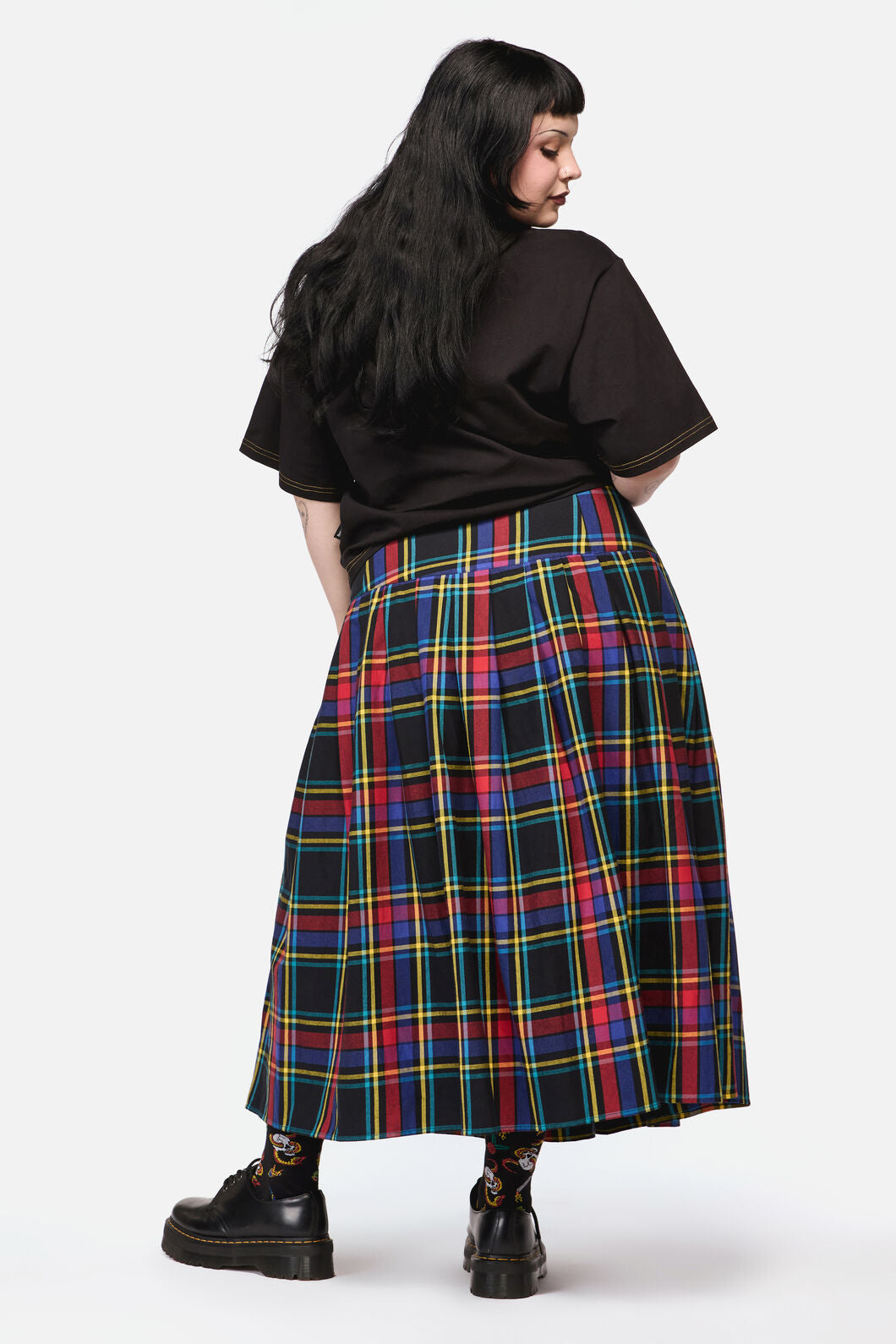 Dangerfield - Curve Anarchic TartanMidiSkirt - multi