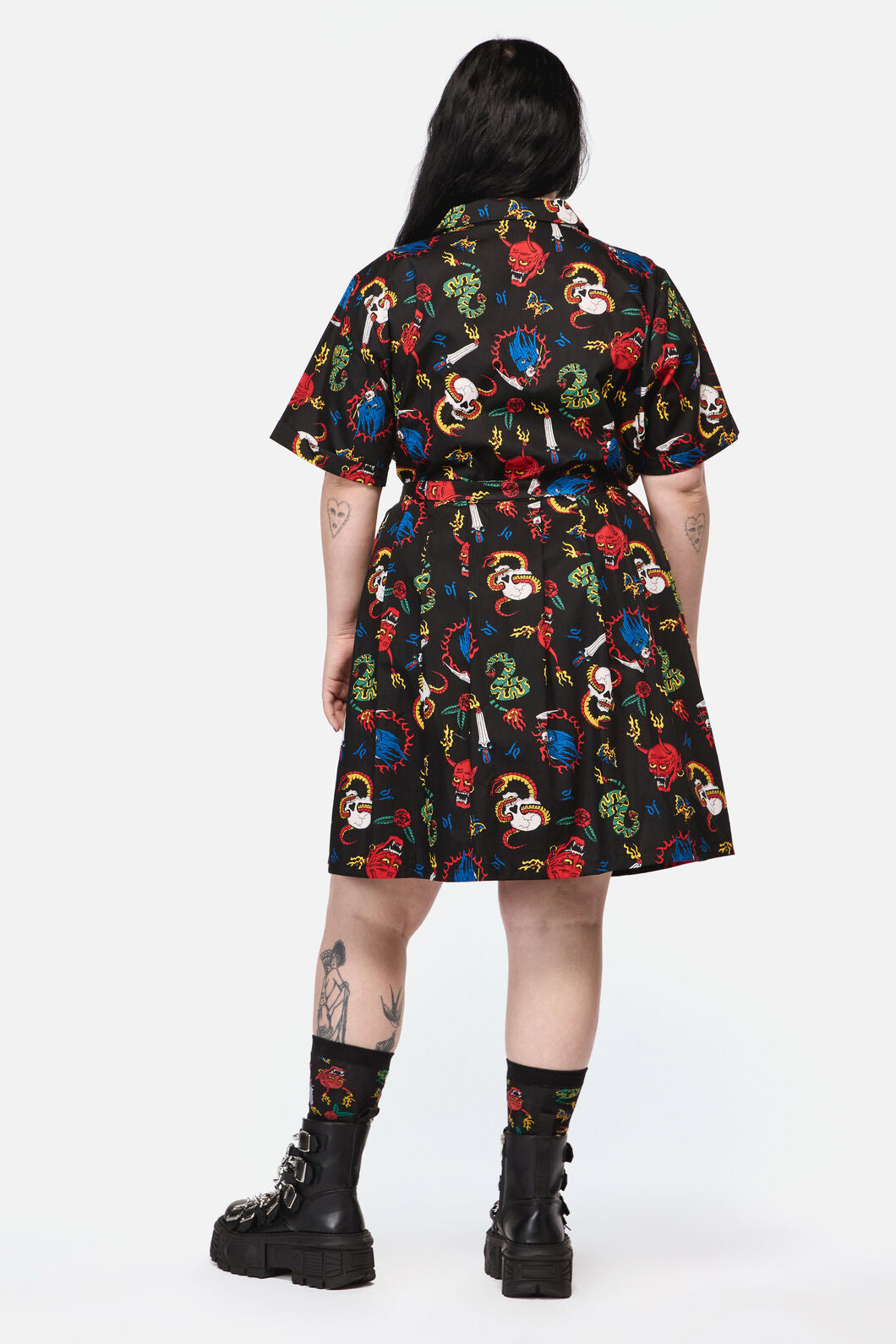 Dangerfield - CurveDangerousGrungePrintDress - black