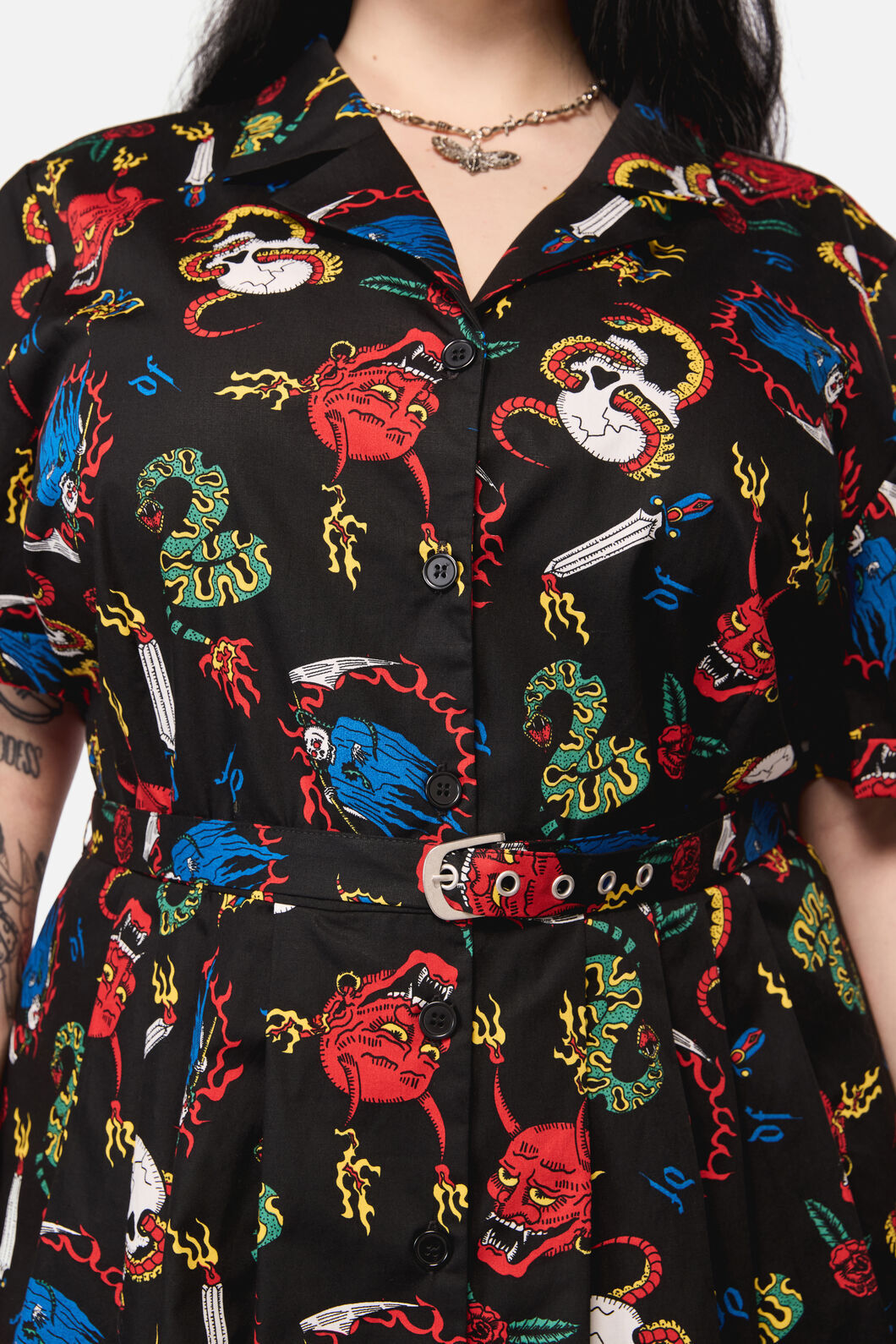 Dangerfield - CurveDangerousGrungePrintDress - black