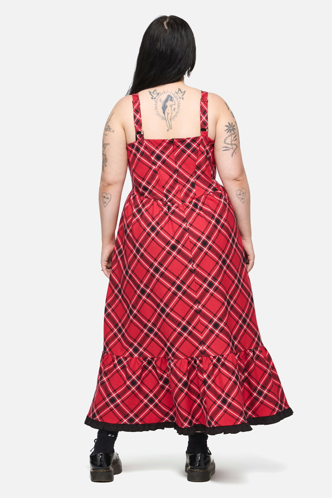 Dangerfield - CurvePiracyPunkTartanMidiDress - red