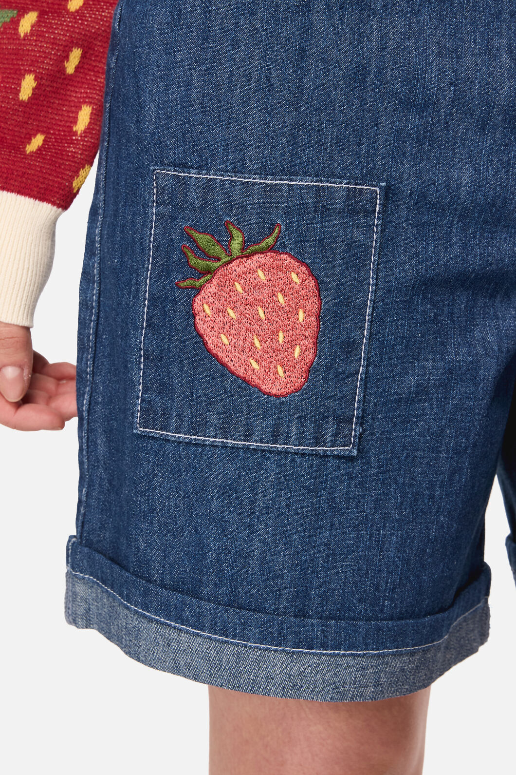 Dangerfield - Strawberry Cat Emb Short - blue-denim