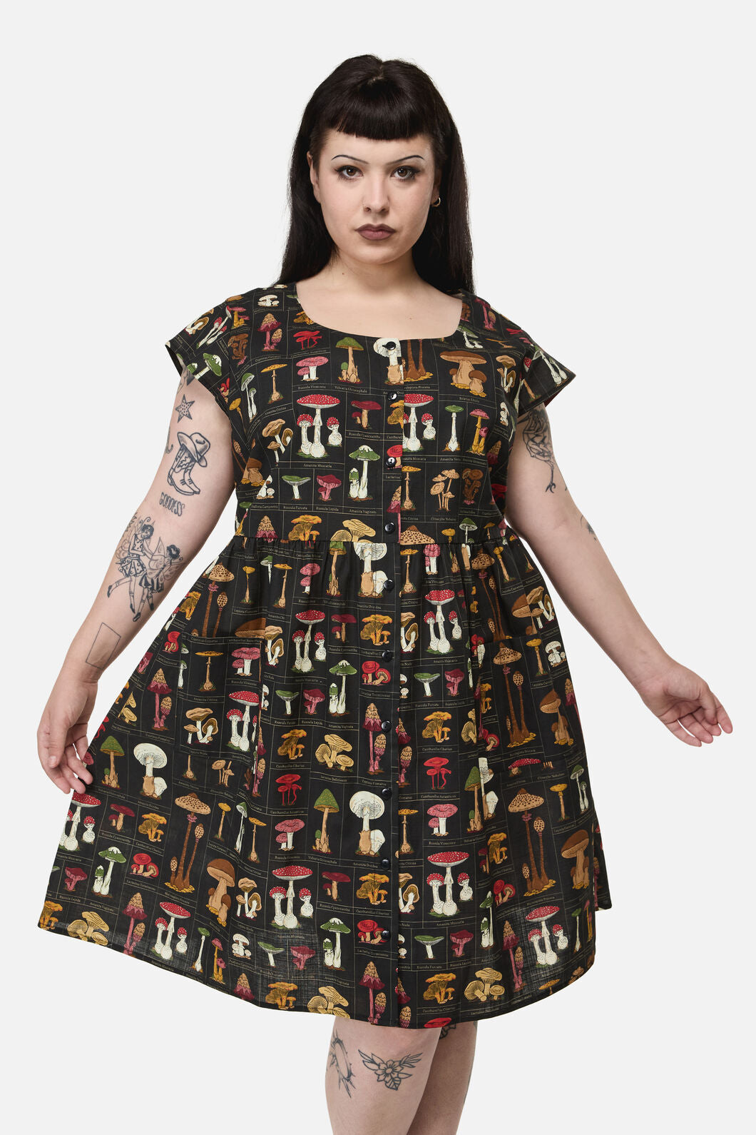 ladies dresses cotton Curve Fungus Cottagecore Dress – Dangerfield