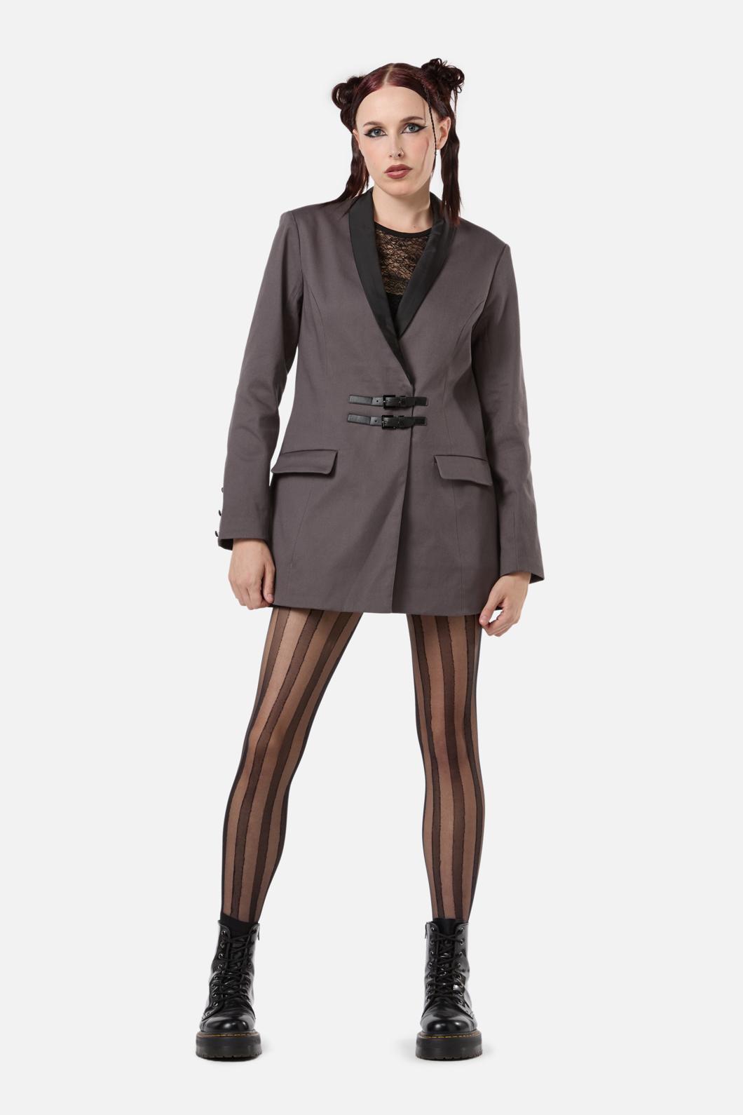 Dangerfield - Time & Date Shawl Blazer - charcoal