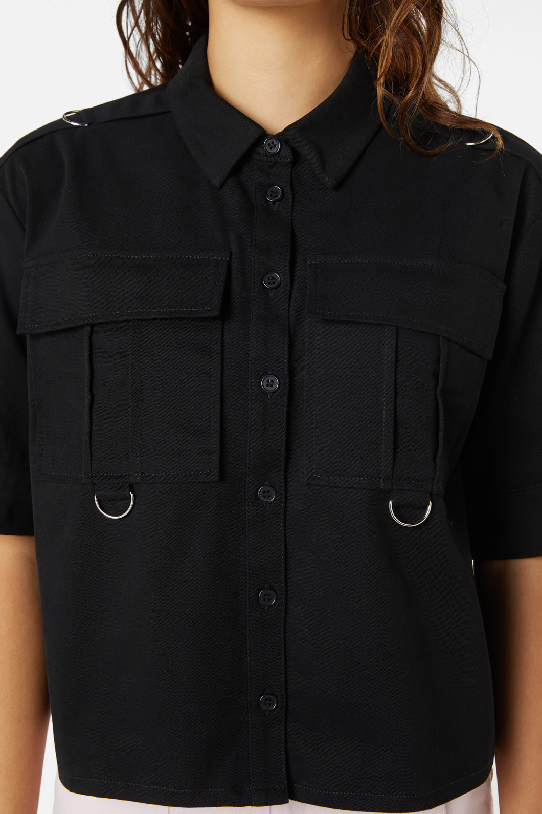 Dangerfield - Jagger O-Ring Crop Blouse - black