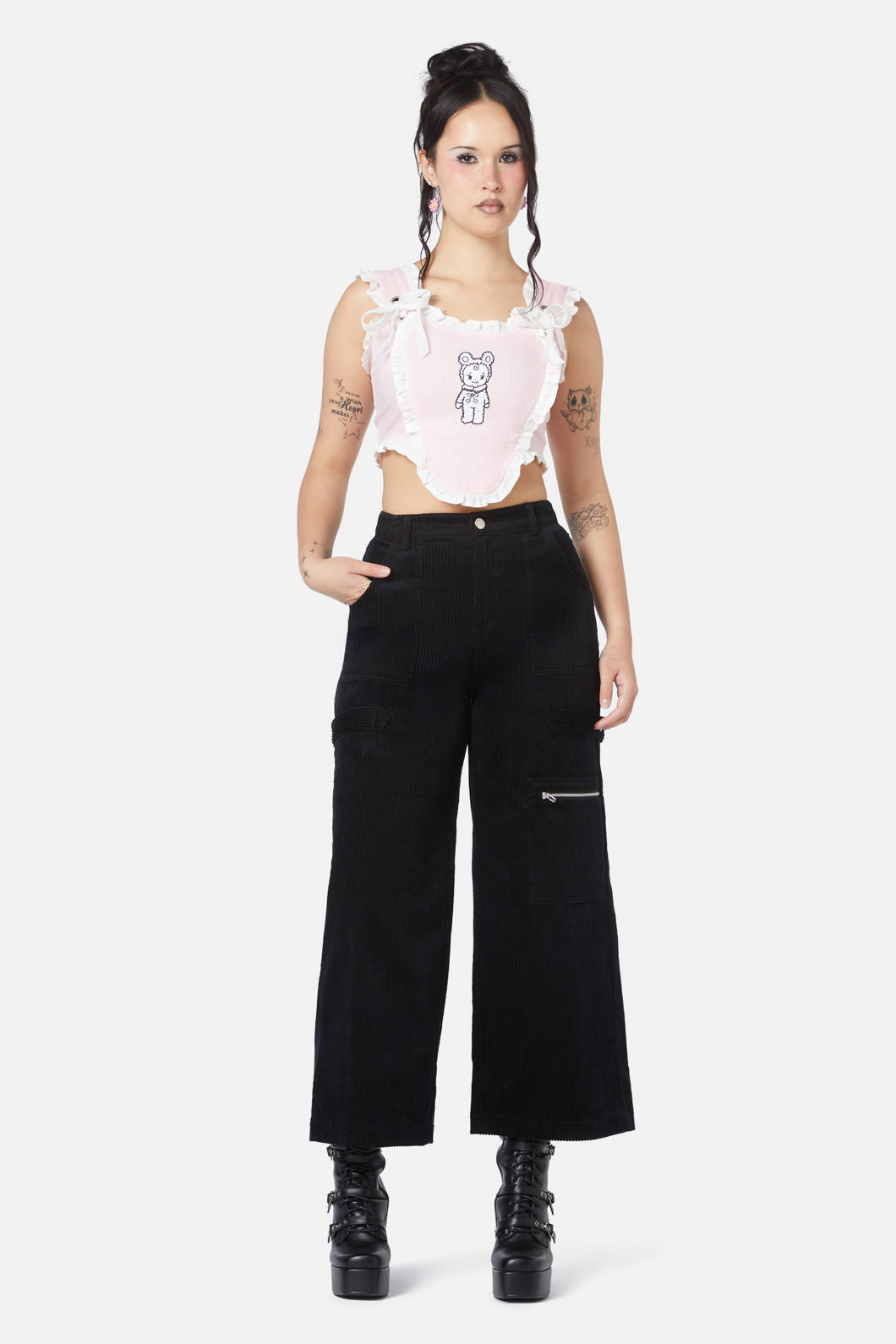 Dangerfield - Dolly Cord Wide Leg Cargo - black