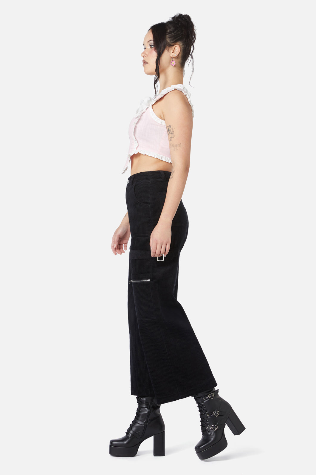 Dangerfield - Dolly Cord Wide Leg Cargo - black