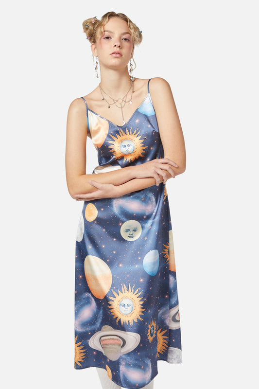 Dangerfield - Moonlit Satin Dress - navy