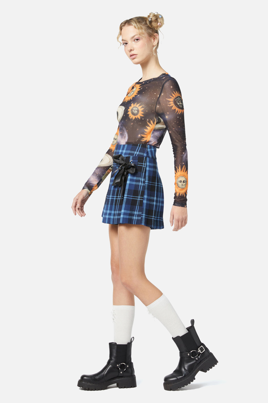 Dangerfield - Moonlit Tartan Skort - navy