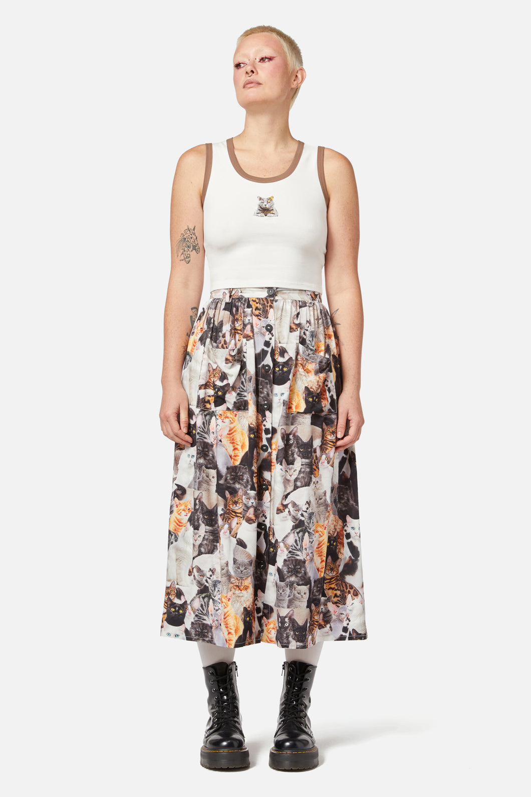 Dangerfield - Catnip Cross Stitch Tank - cream