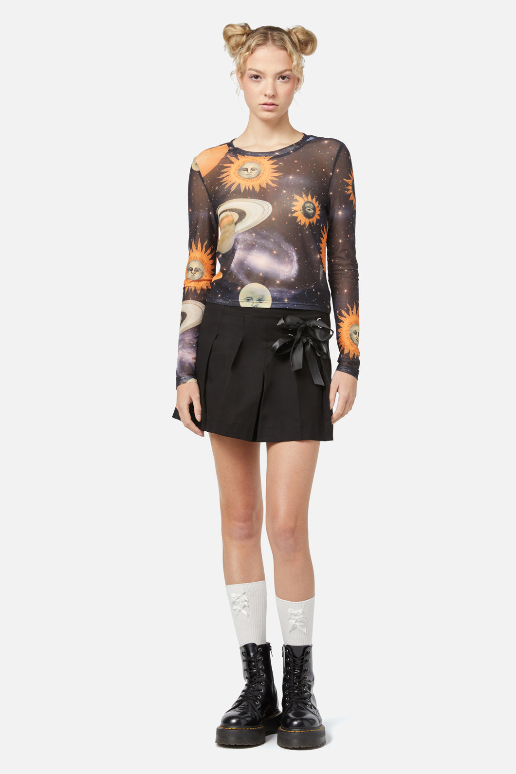 Dangerfield - Moonlit Print Mesh Top - navy