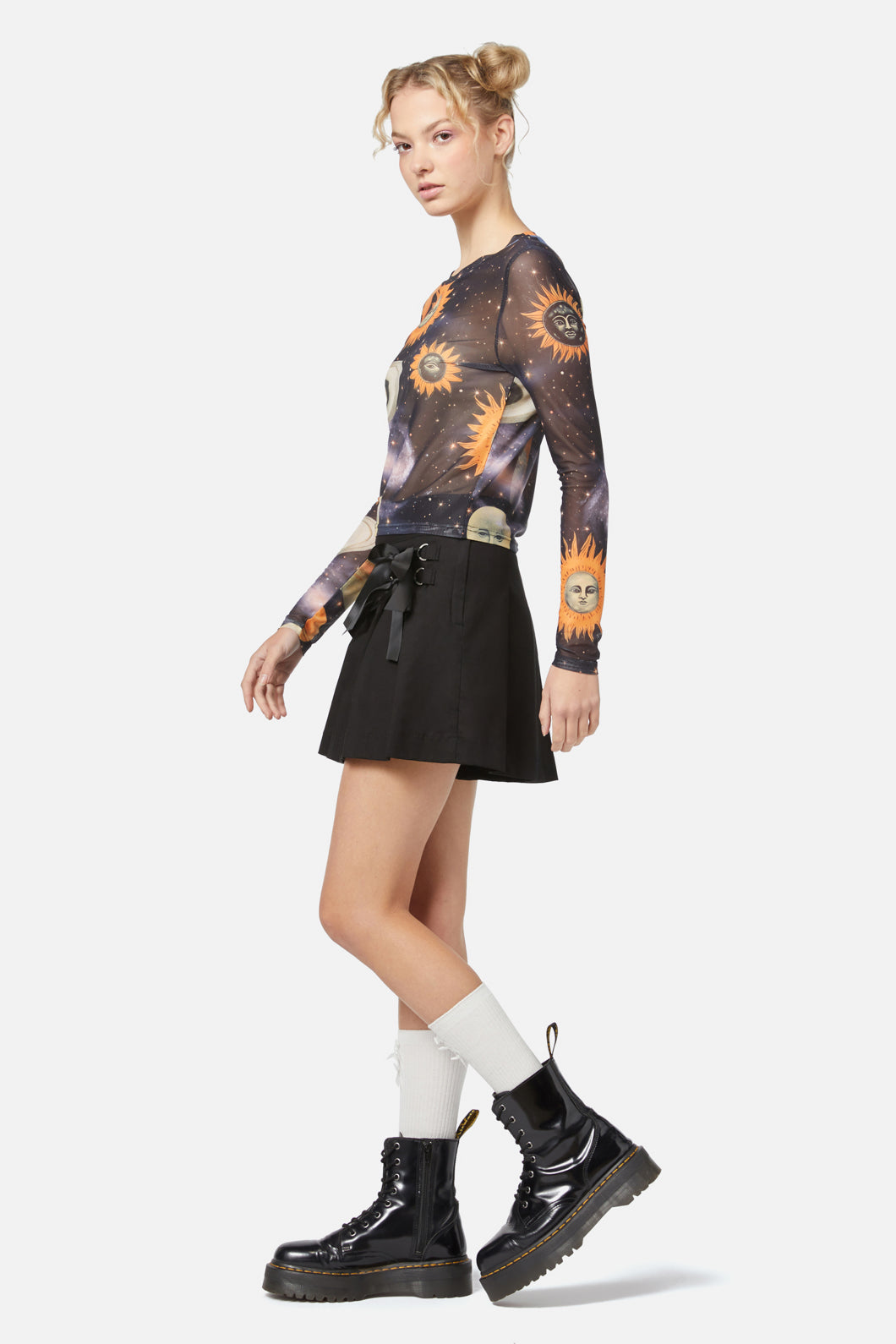 Dangerfield - Moonlit Print Mesh Top - navy