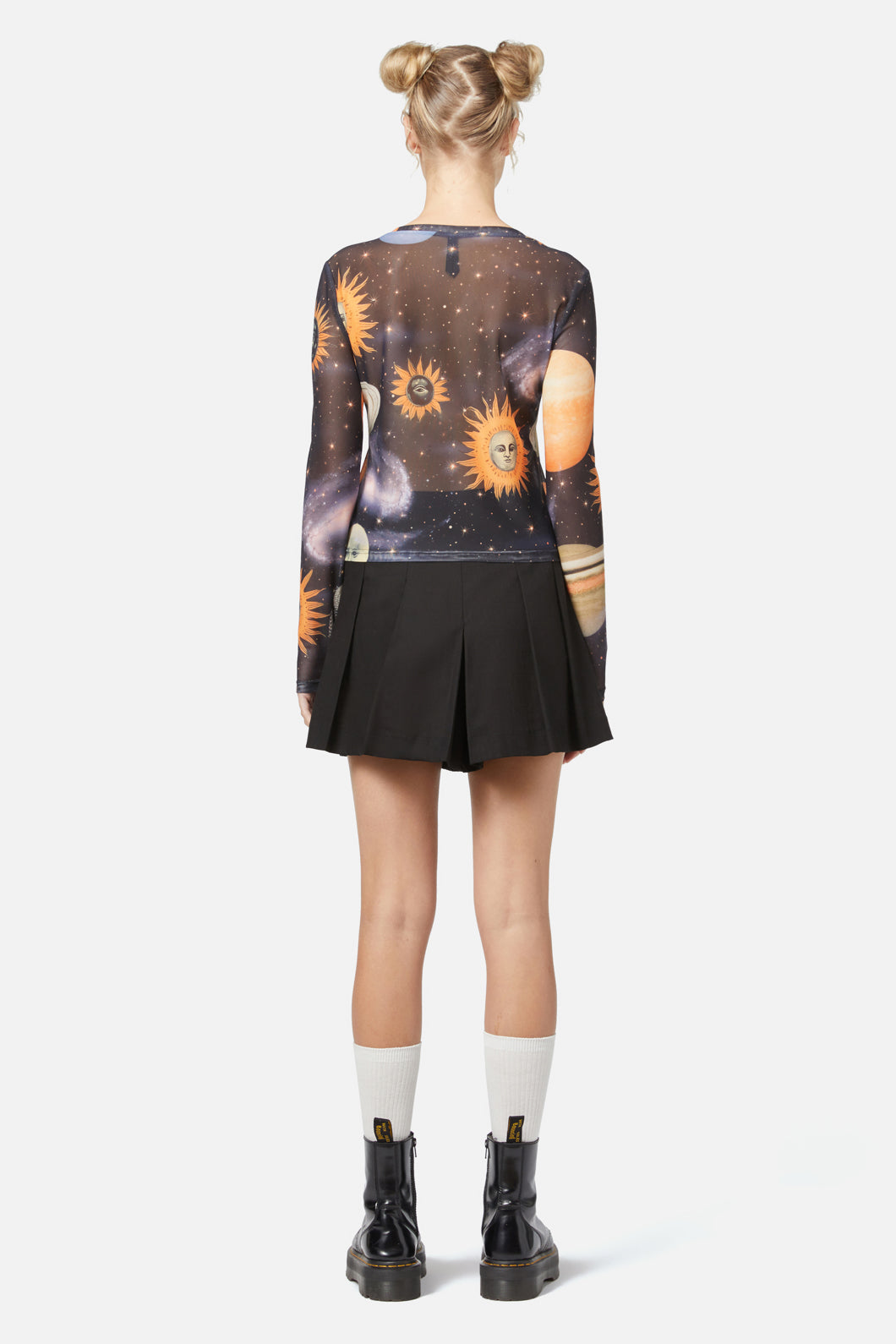 Dangerfield - Moonlit Print Mesh Top - navy