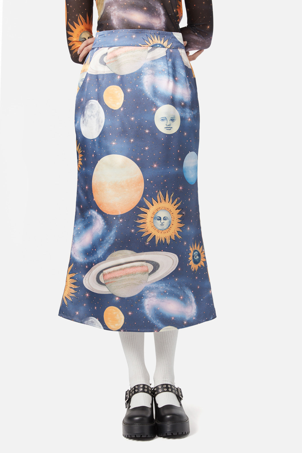 Dangerfield - Moonlit Satin Skirt - navy
