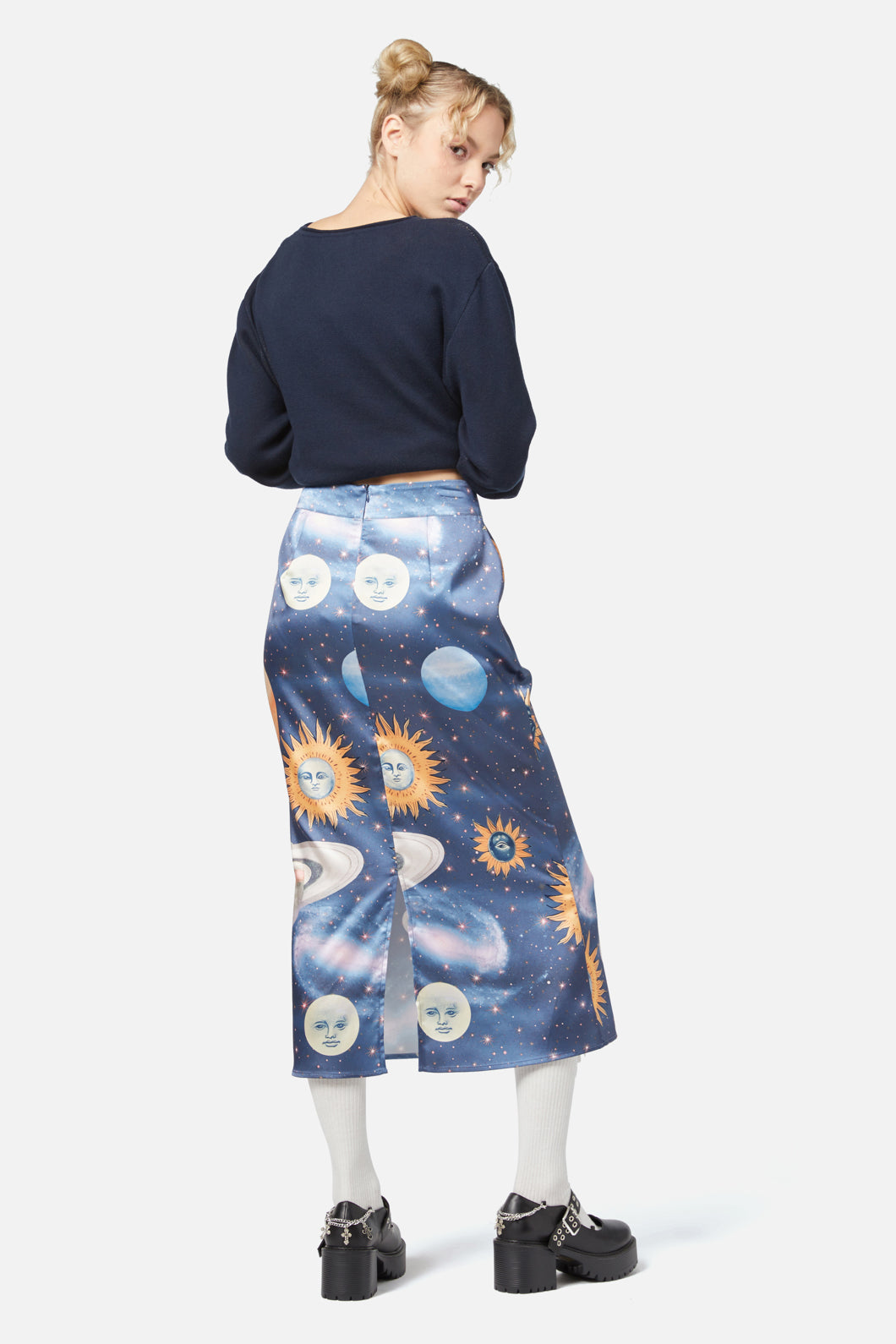 Dangerfield - Moonlit Satin Skirt - navy