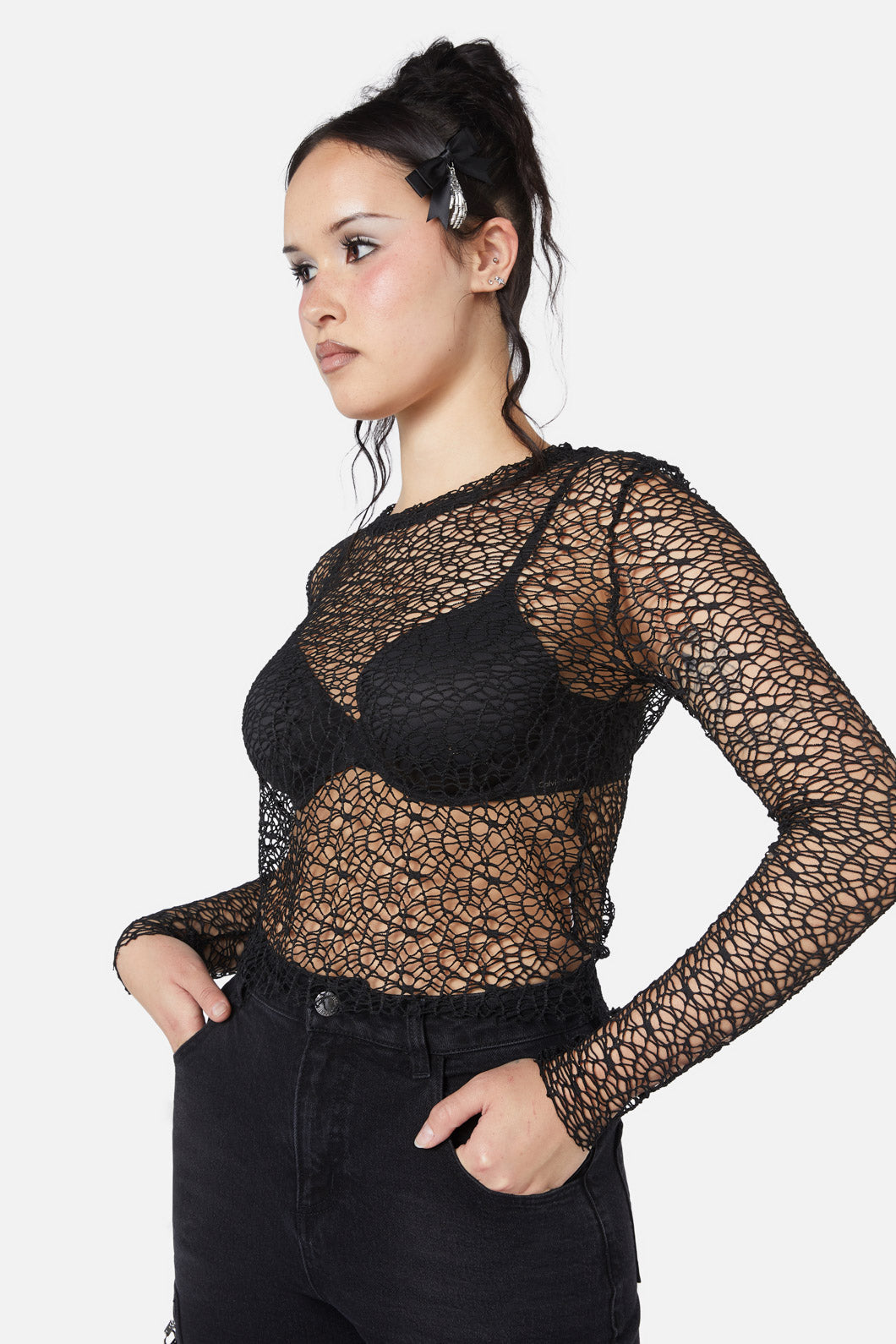 Dangerfield - Mortal Webbed Mesh Top - black