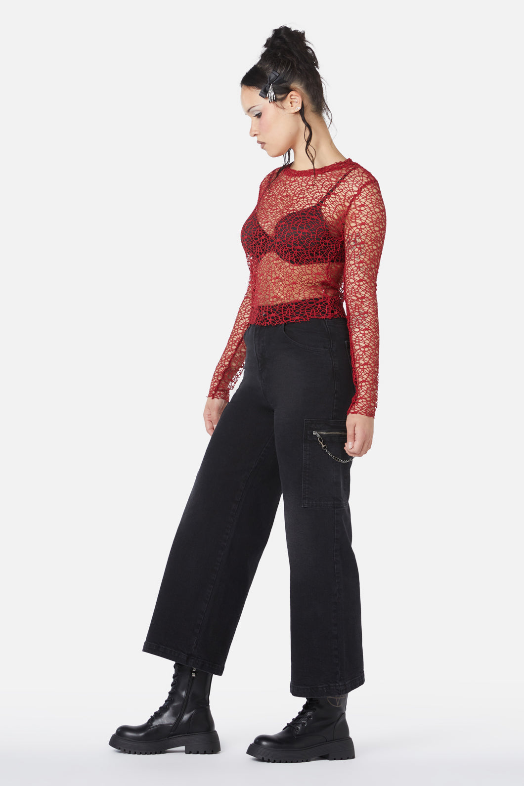 Dangerfield - Mortal Webbed Mesh Top - red
