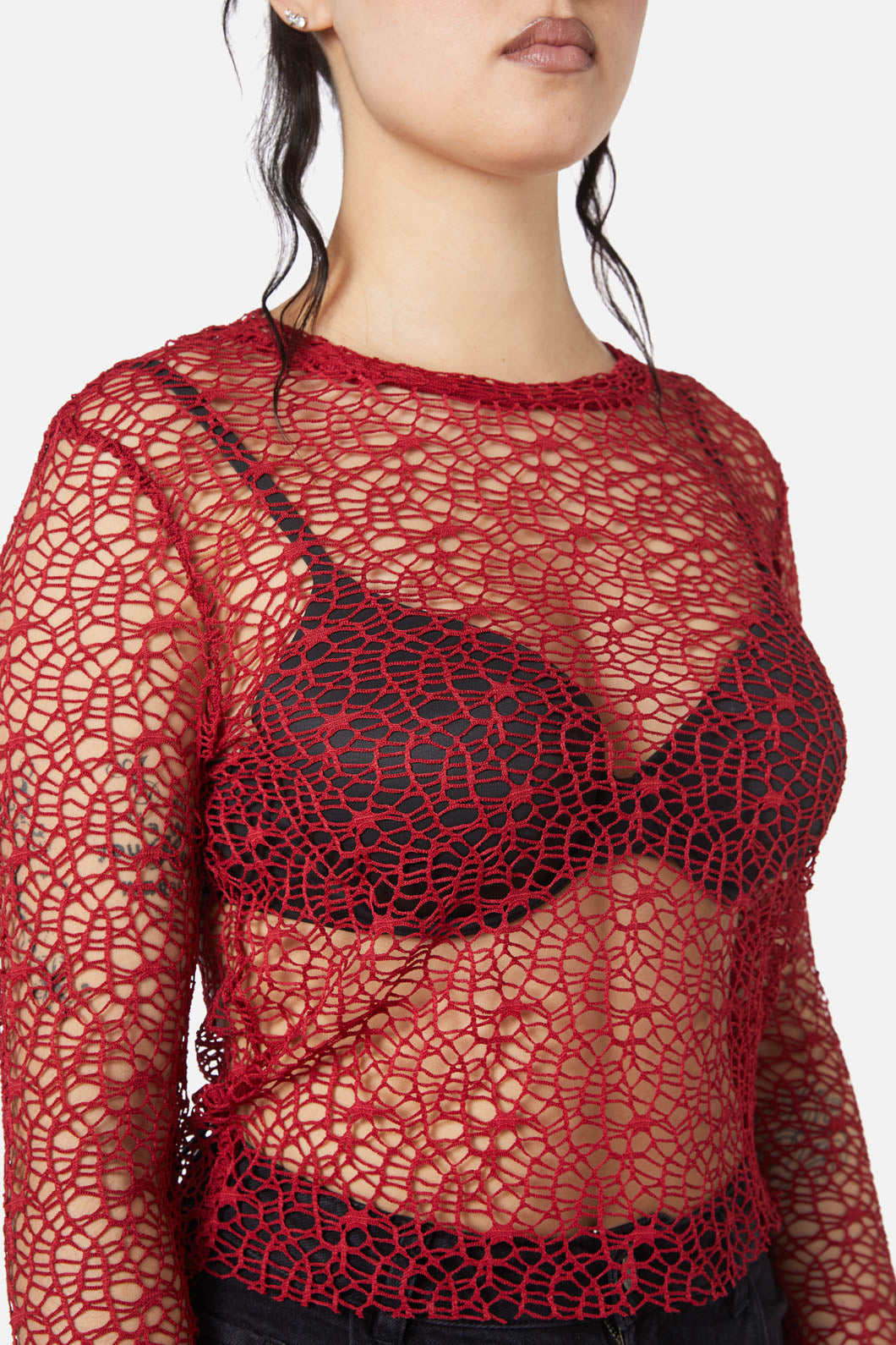 Dangerfield - Mortal Webbed Mesh Top - red
