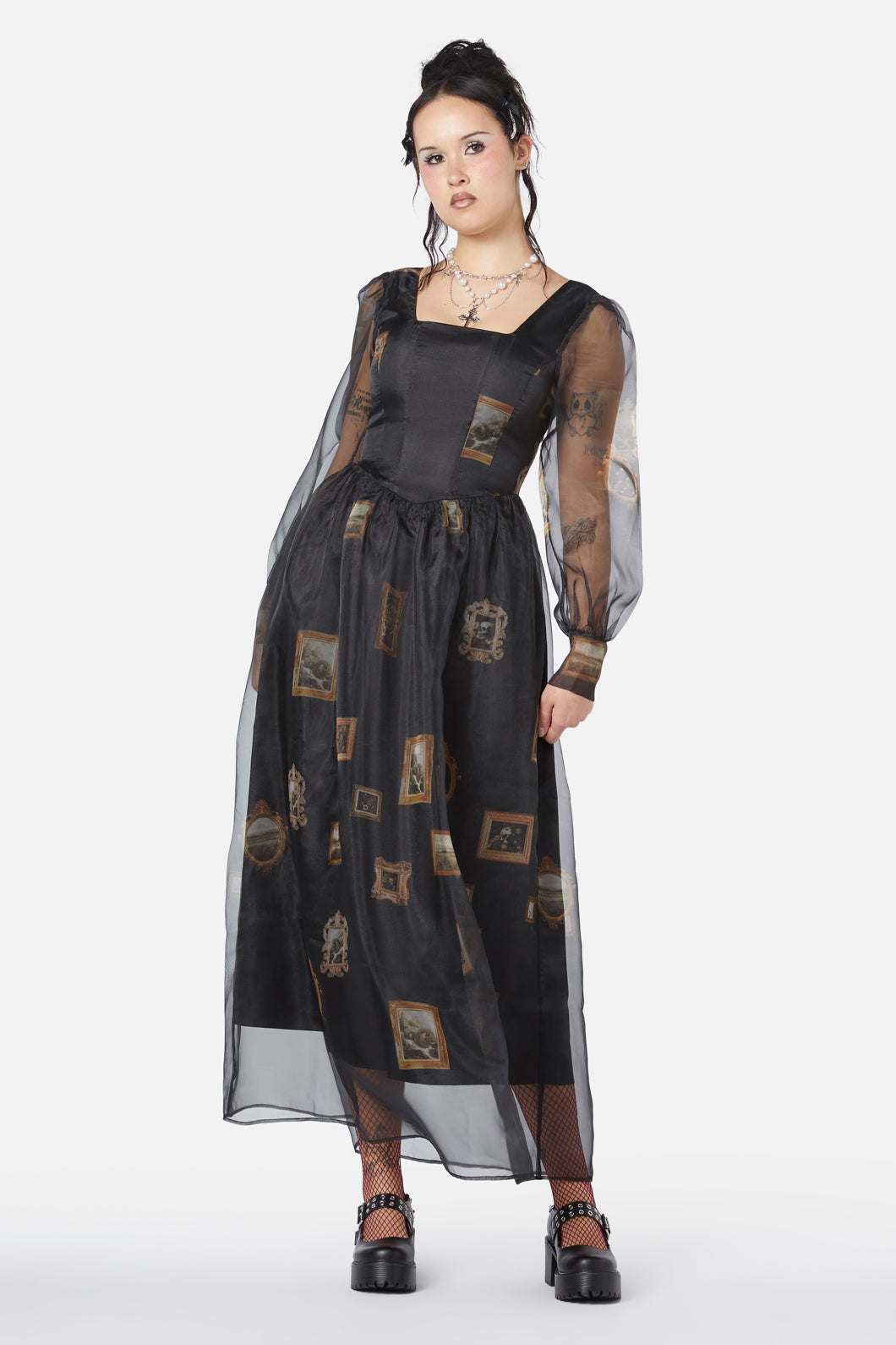 Dangerfield - Requiem Frame Organza Dress - black