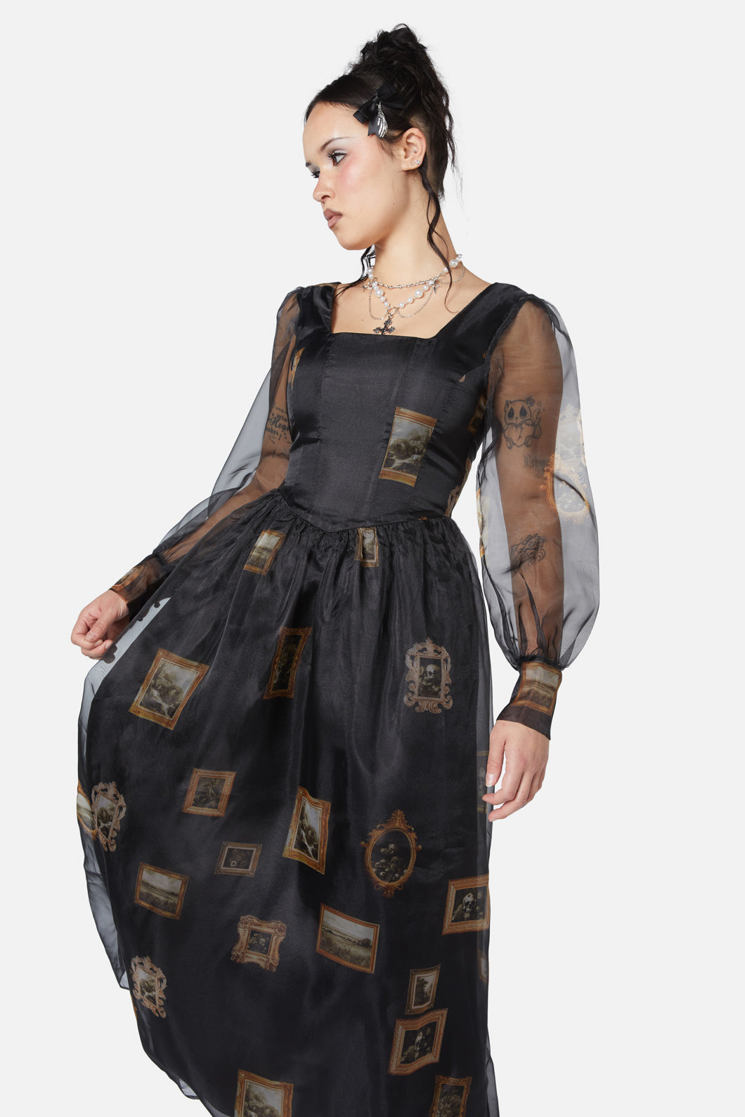 Dangerfield - Requiem Frame Organza Dress - black