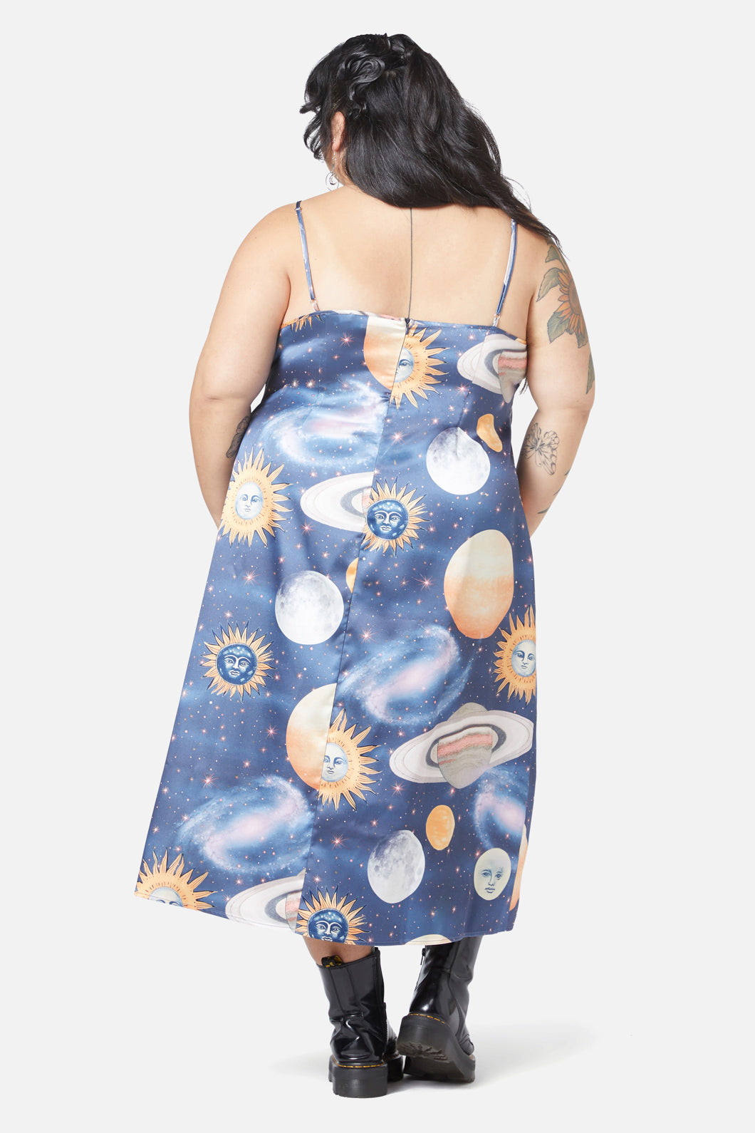 Dangerfield - Curve Moonlit Satin Dress - navy