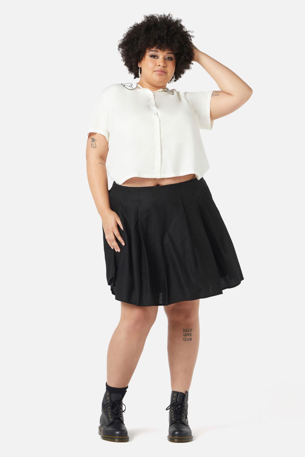 Dangerfield - Curve Basic Starlight Pleated Skirt - black