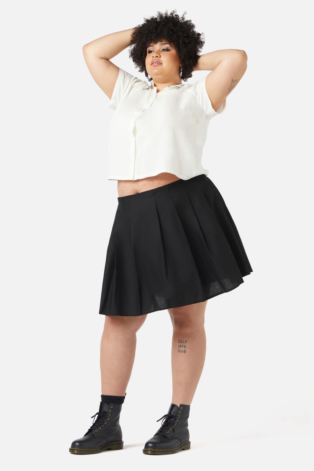 Dangerfield - Curve Basic Starlight Pleated Skirt - black
