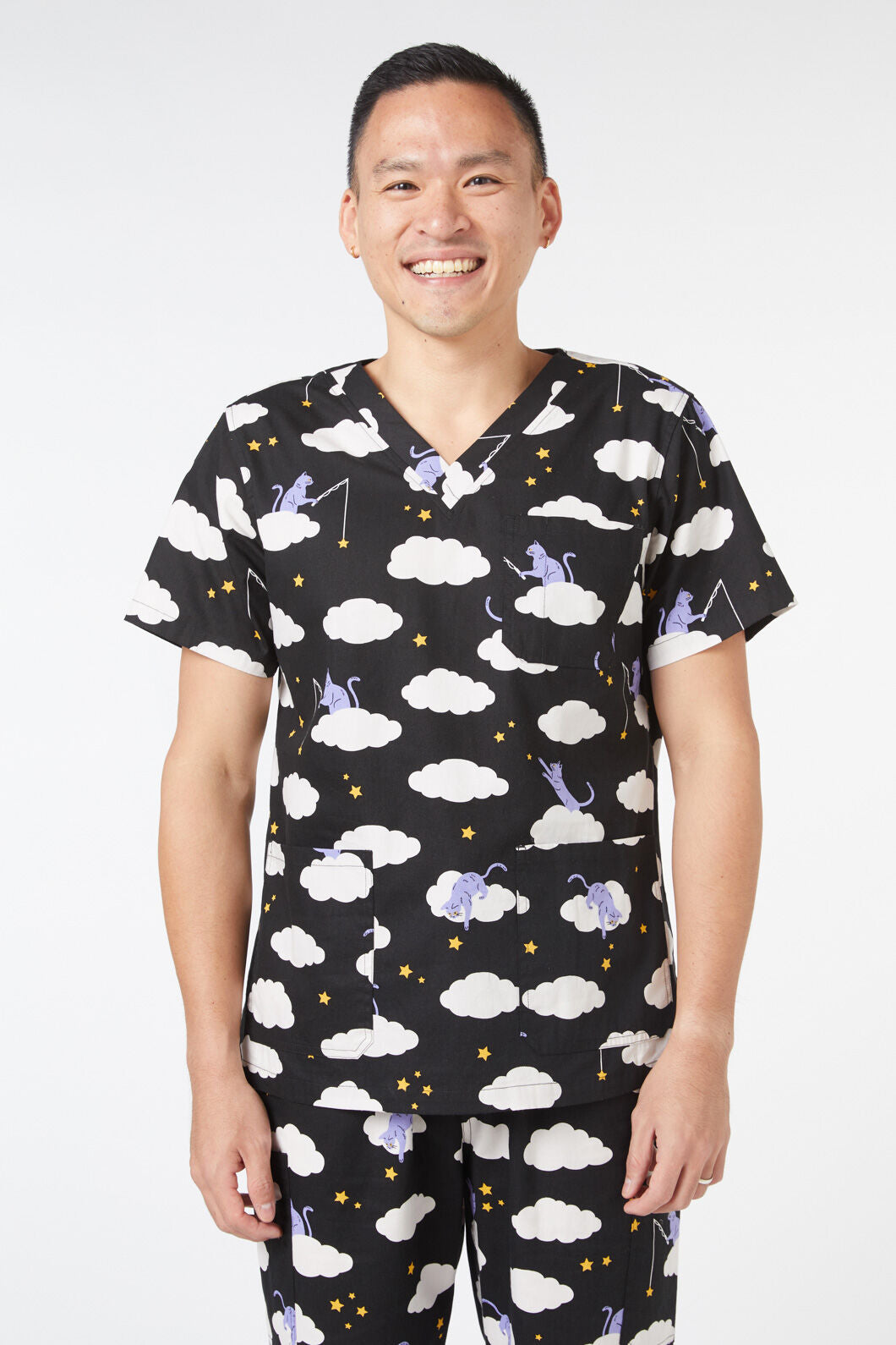 Love Scrubs - Cat In The Clouds Scrubs - black