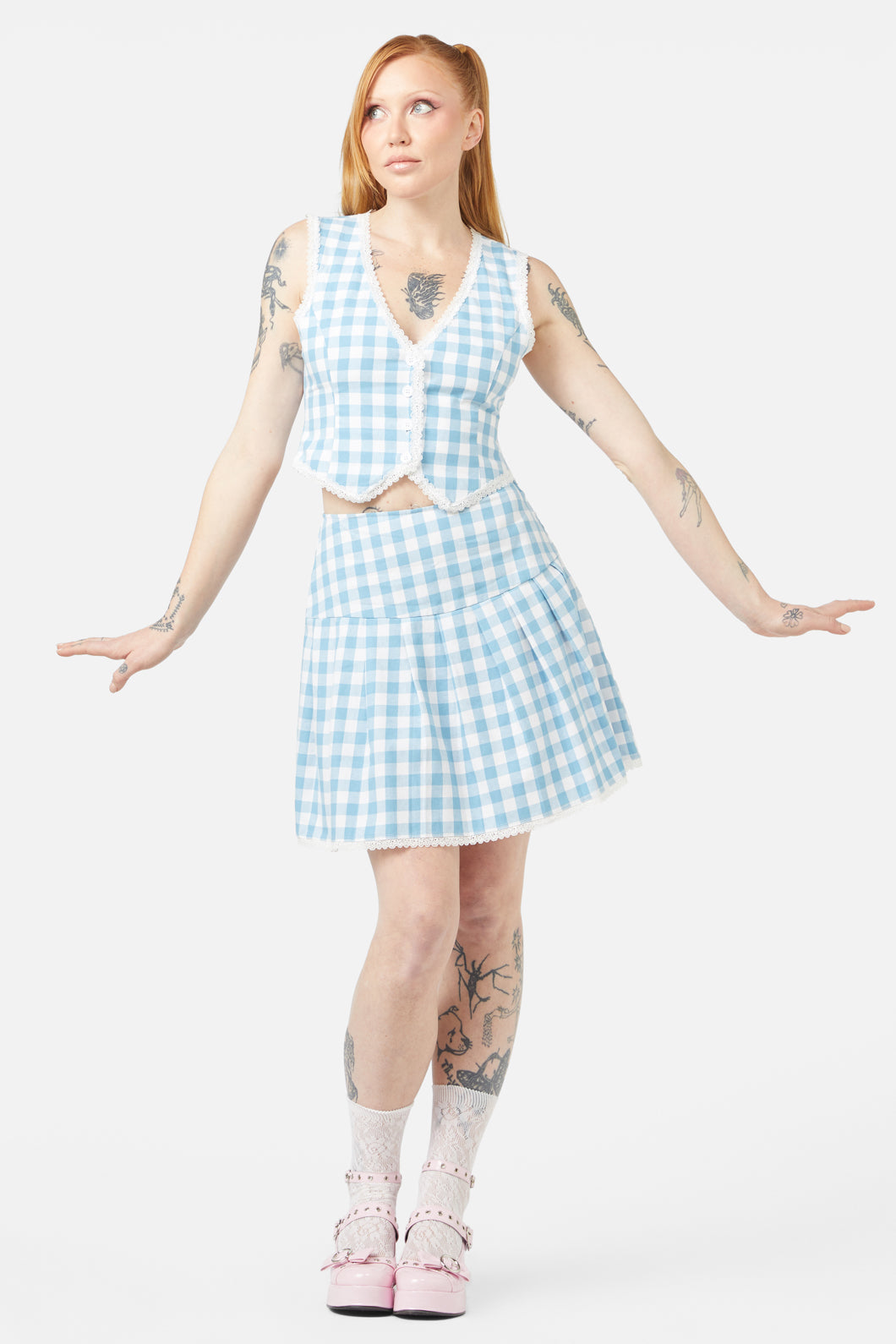 Dangerfield - Catrina Gingham Skirt - blue