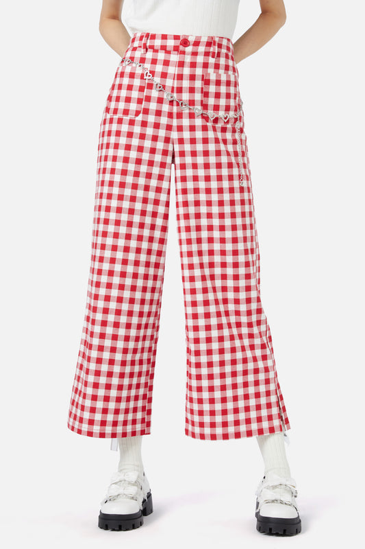 Dangerfield - Jam Gingham Wide Leg Pant - red