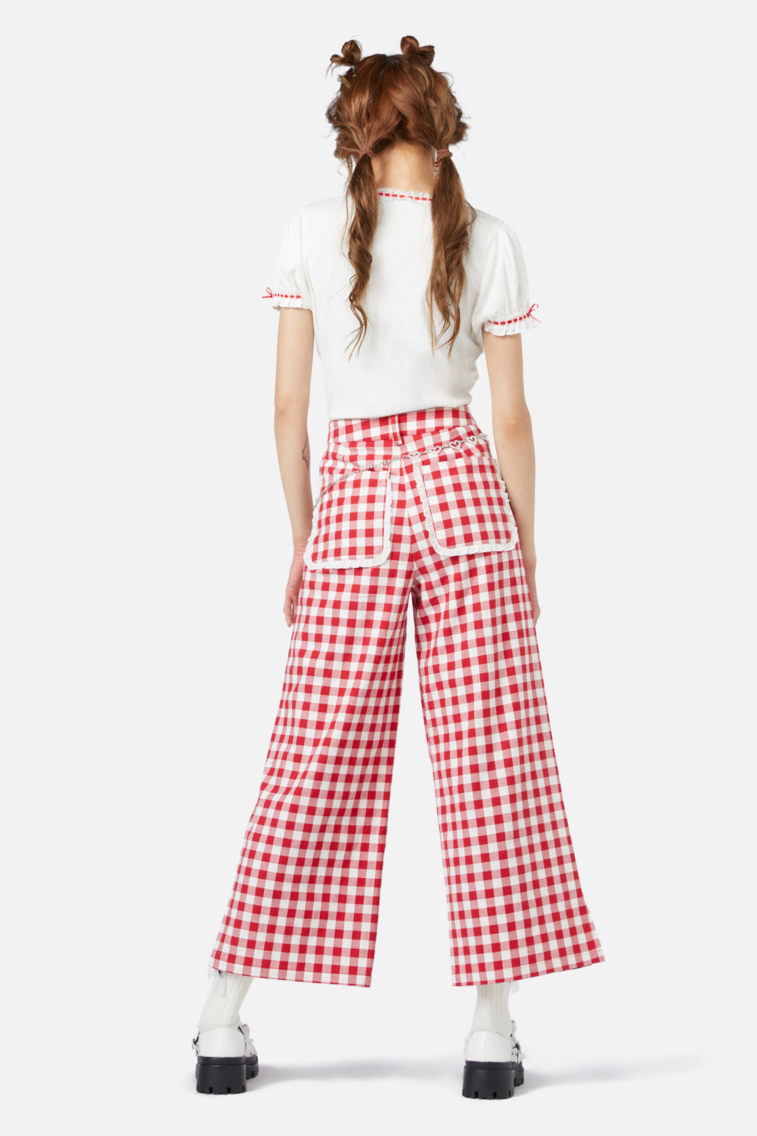 Dangerfield - Jam Gingham Wide Leg Pant - red