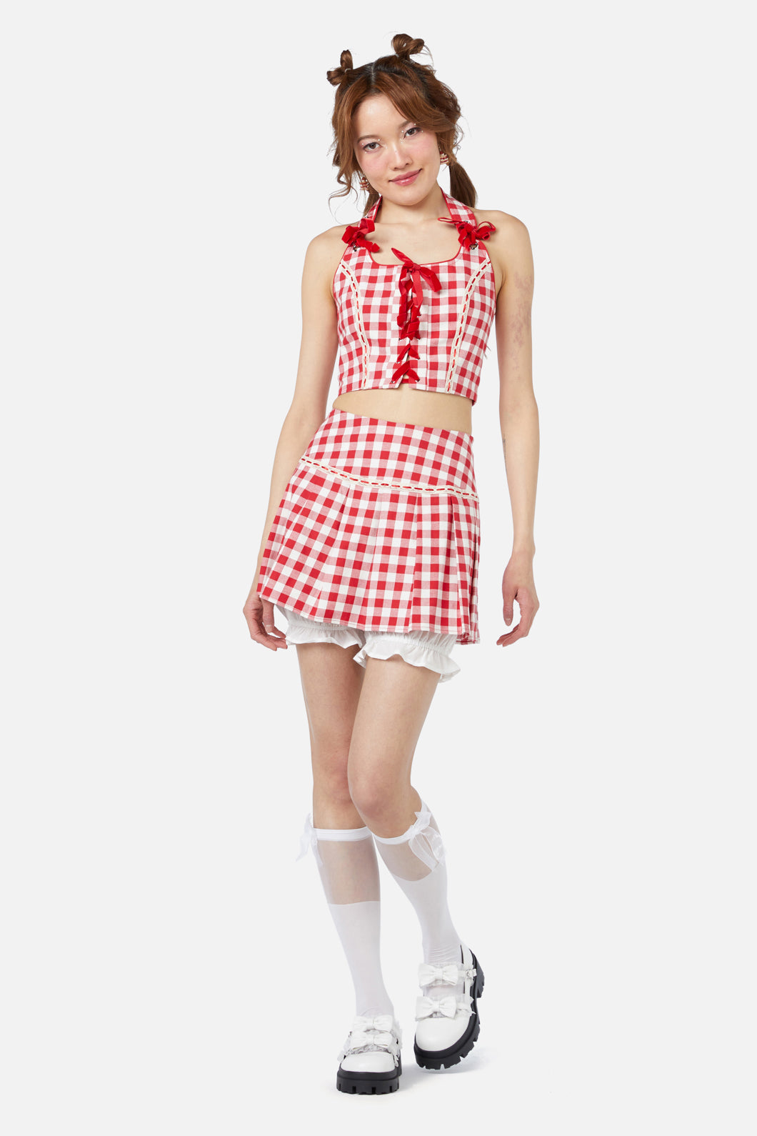 Dangerfield - Jam Gingham Corset Top - red