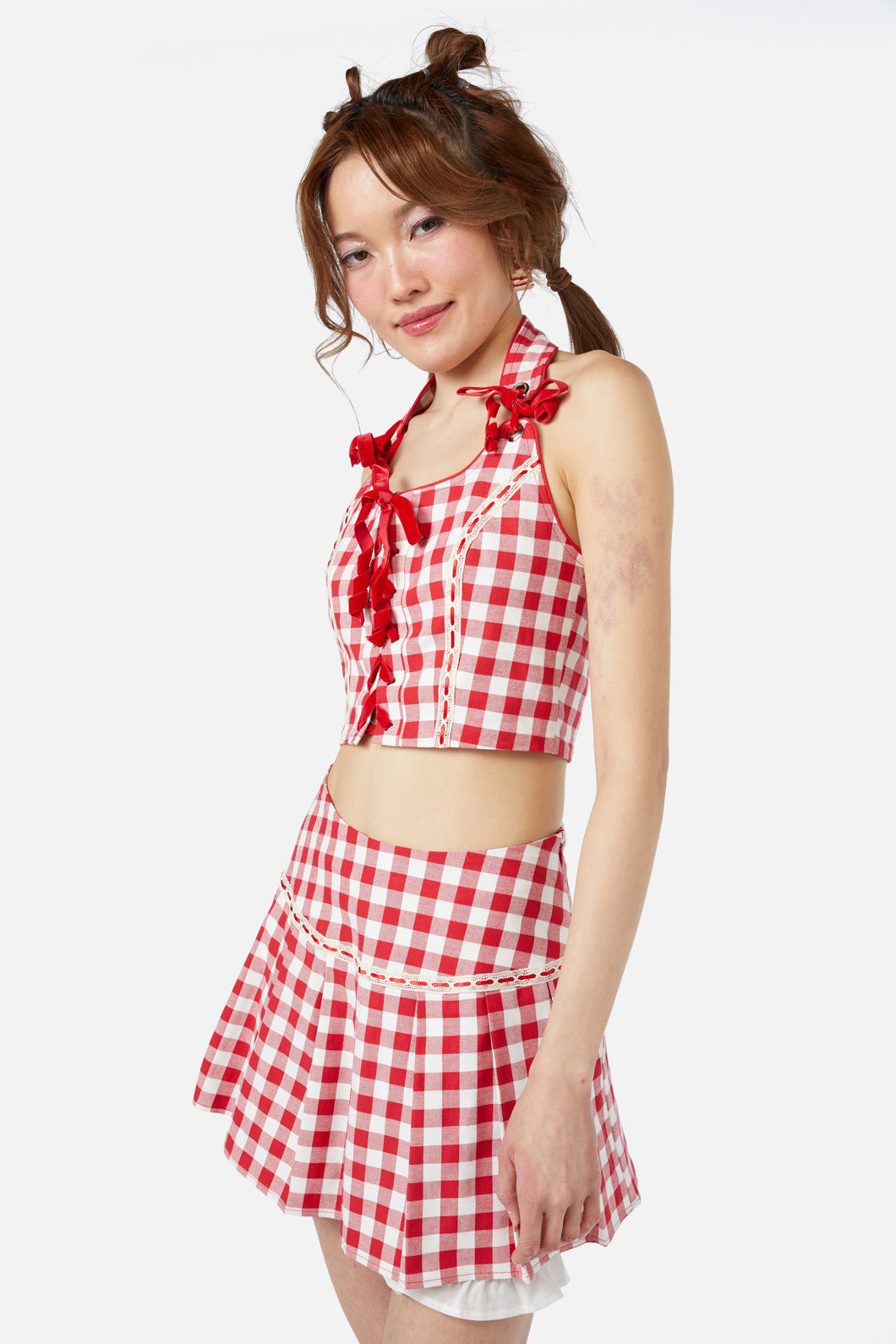 Dangerfield - Jam Gingham Corset Top - red