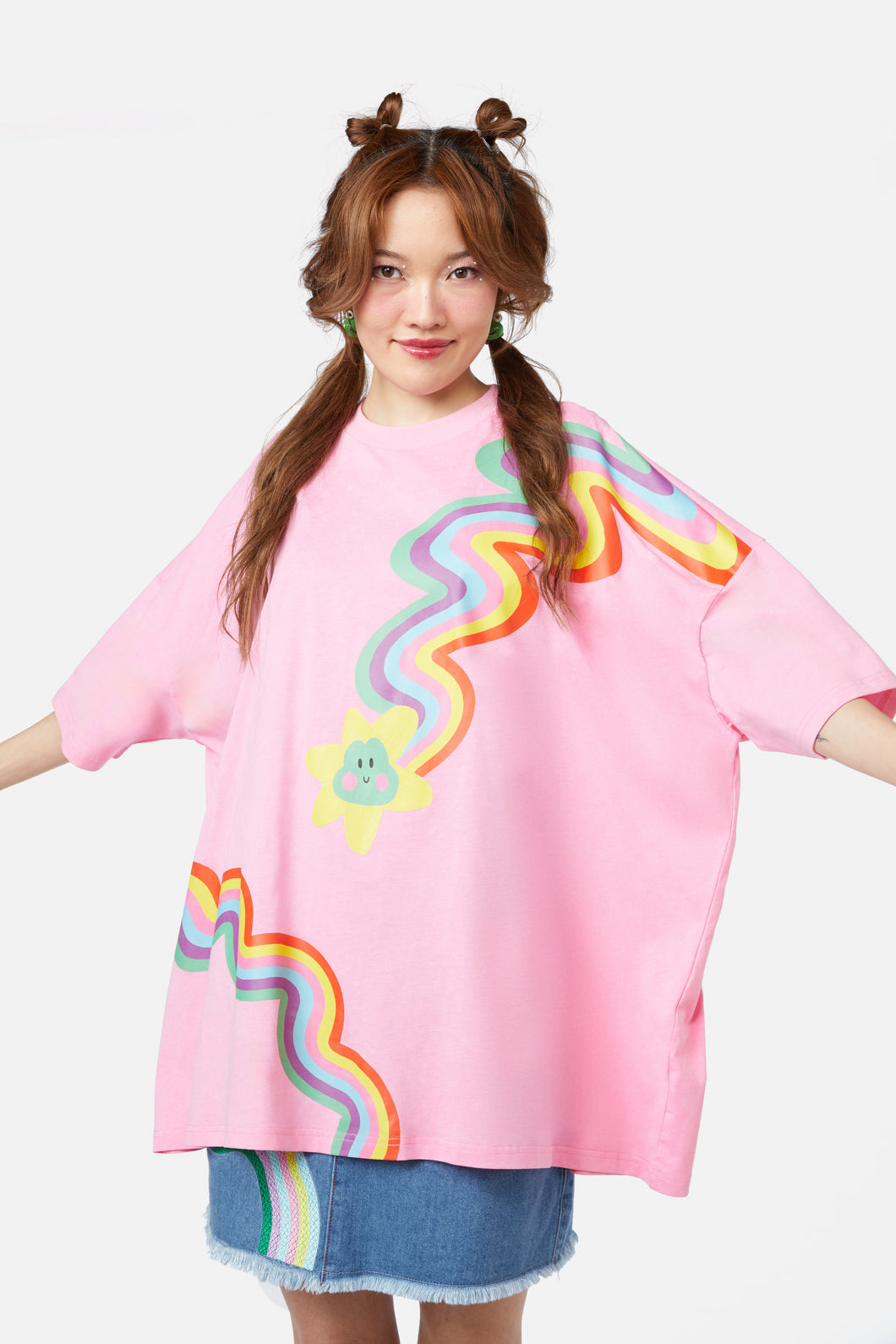 Dangerfield - Rainbow Froggy Os Tee - pink