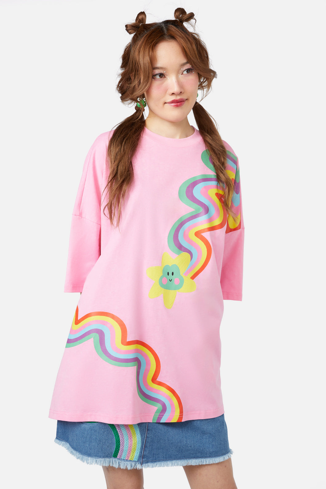 Dangerfield - Rainbow Froggy Os Tee - pink