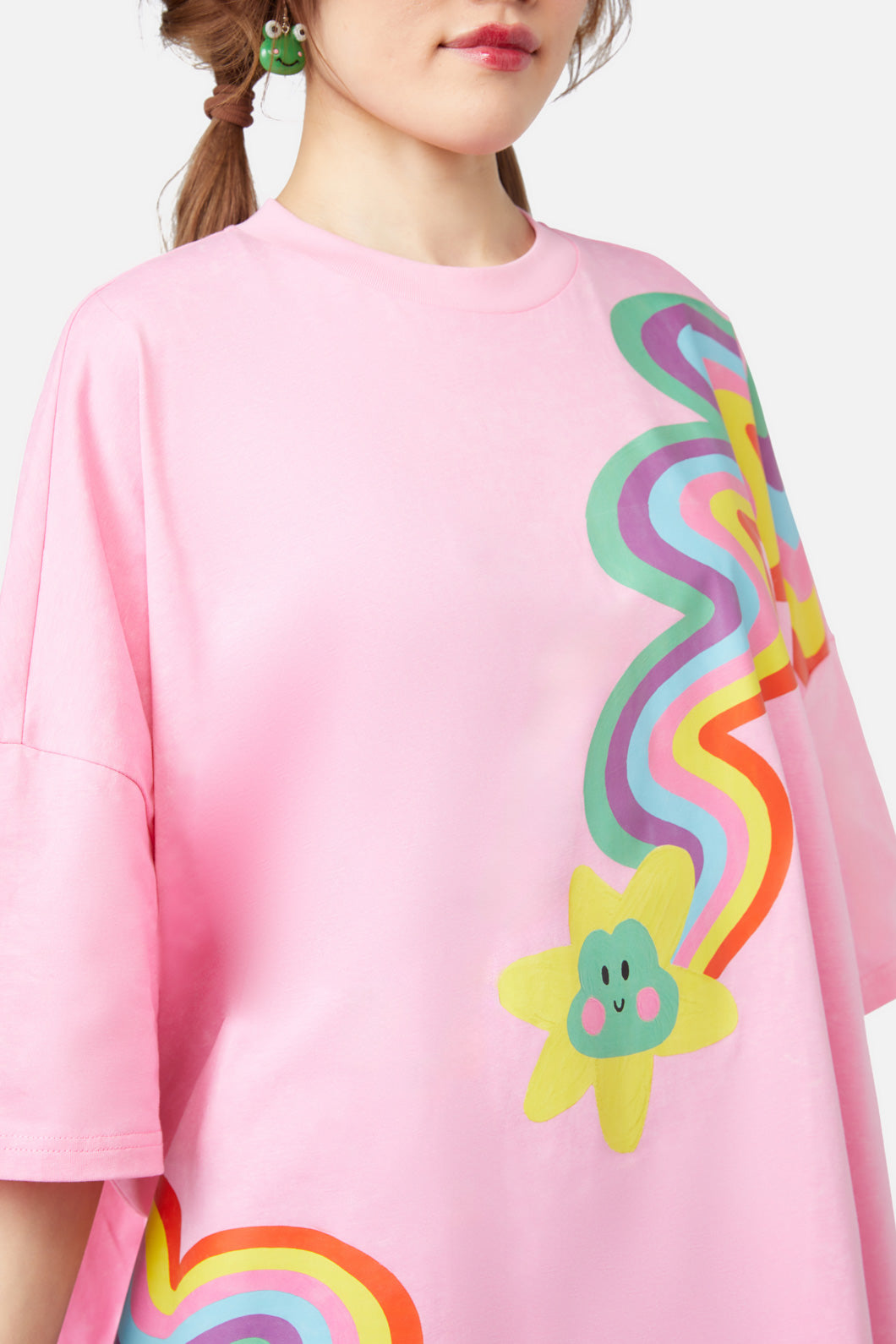 Dangerfield - Rainbow Froggy Os Tee - pink