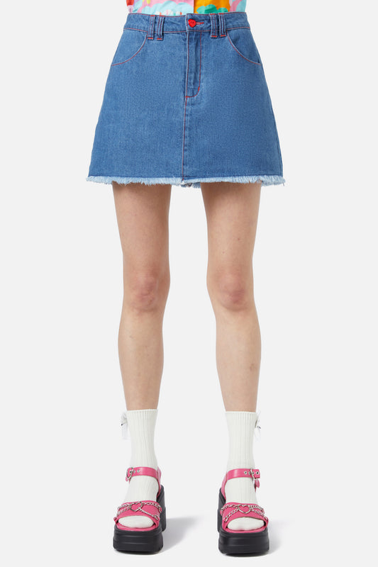 Dangerfield - Electric Patch Denim Mini Skirt - blue