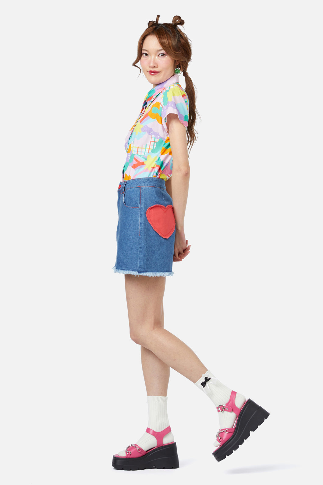 Dangerfield - Electric Patch Denim Mini Skirt - blue