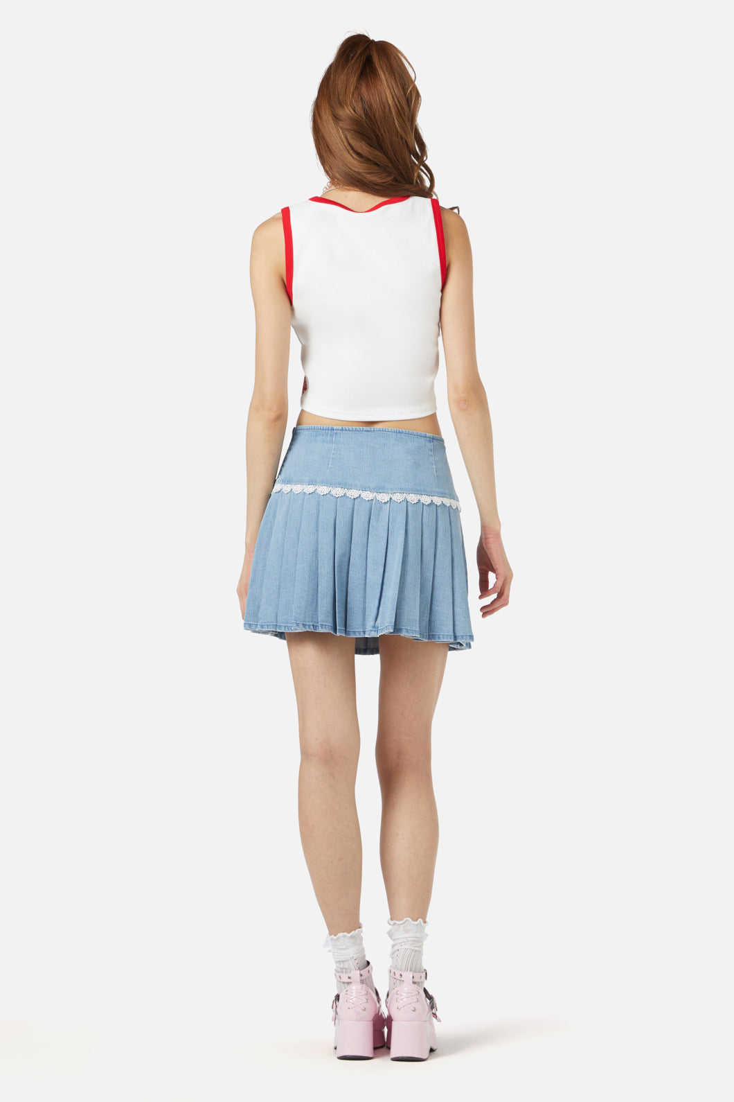 Dangerfield - Pleated Denim Skort - blue