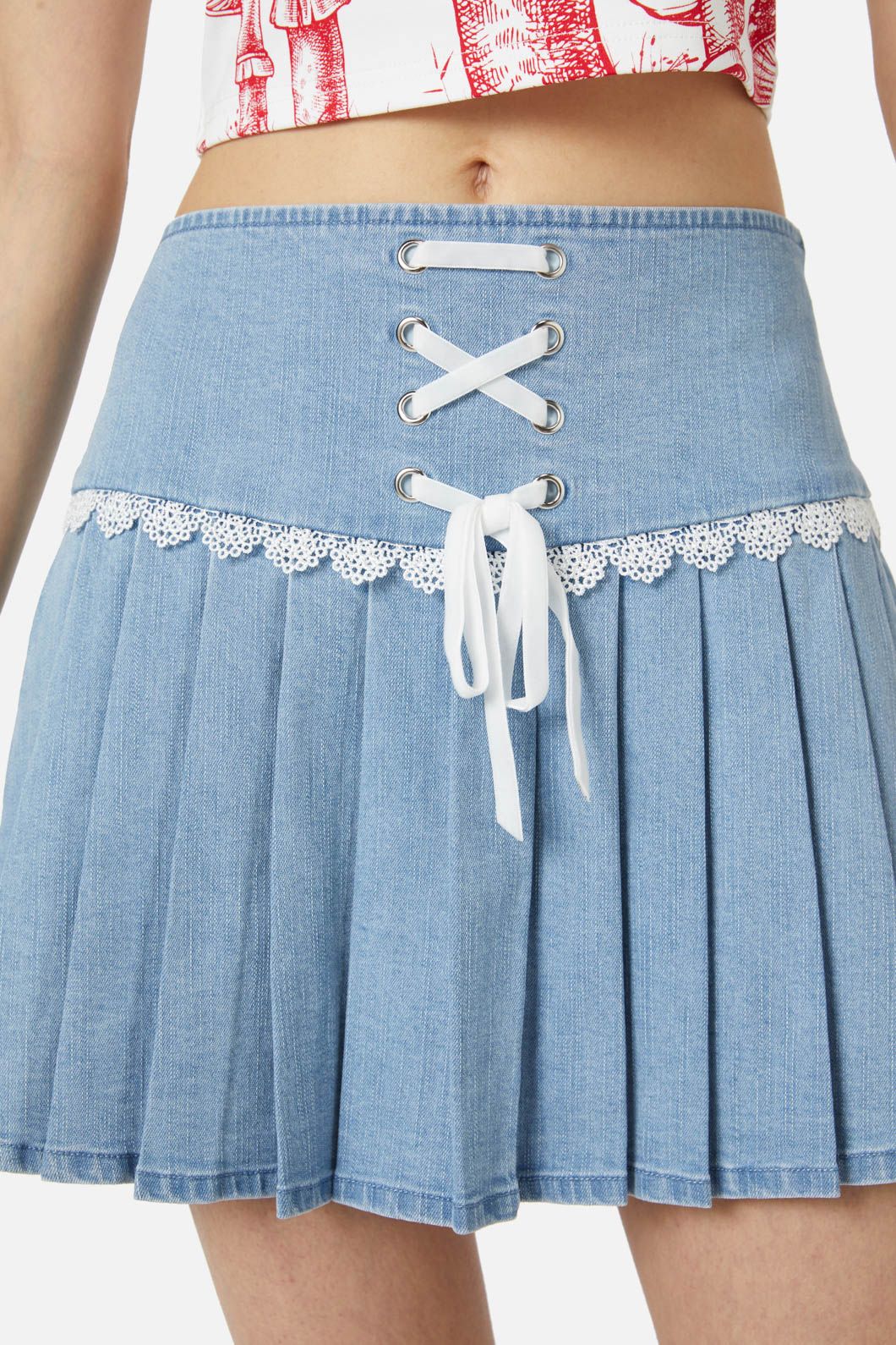 Dangerfield - Pleated Denim Skort - blue