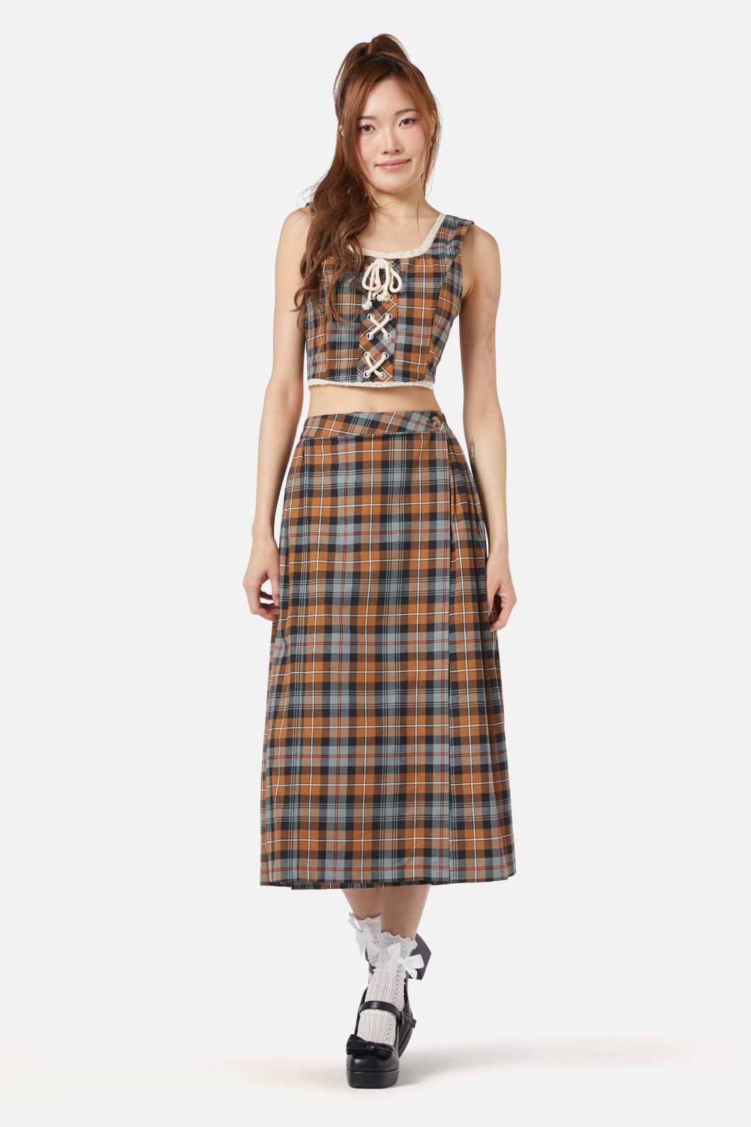 Dangerfield - Kit Tartan Corset Top - brown