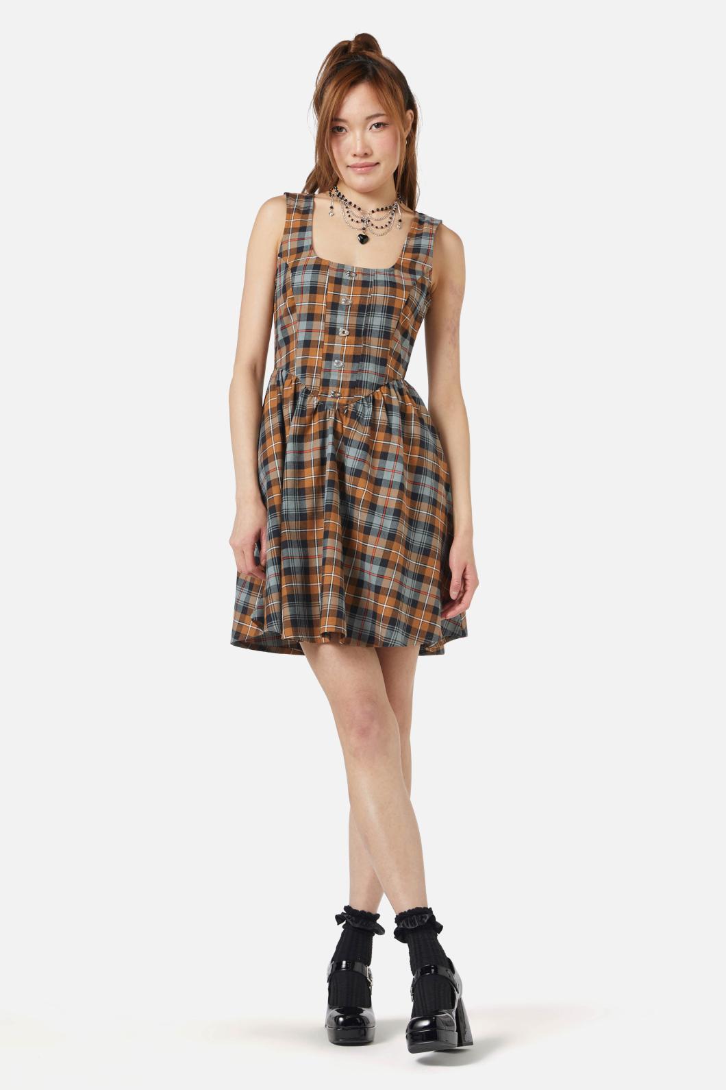 Dangerfield - Kit Tartan Corset Dress - brown